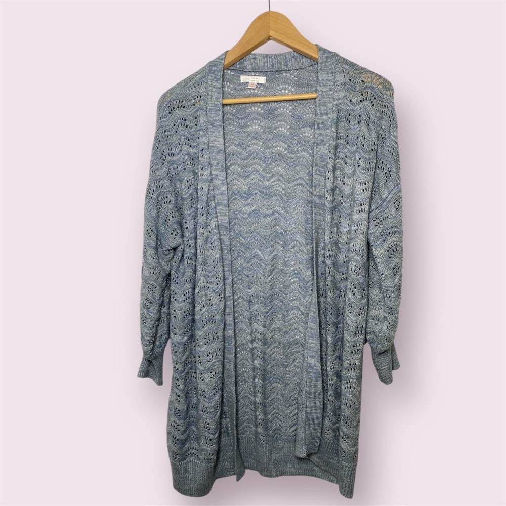 Women's Blue Open Knit Cardigan Conrad Lauren